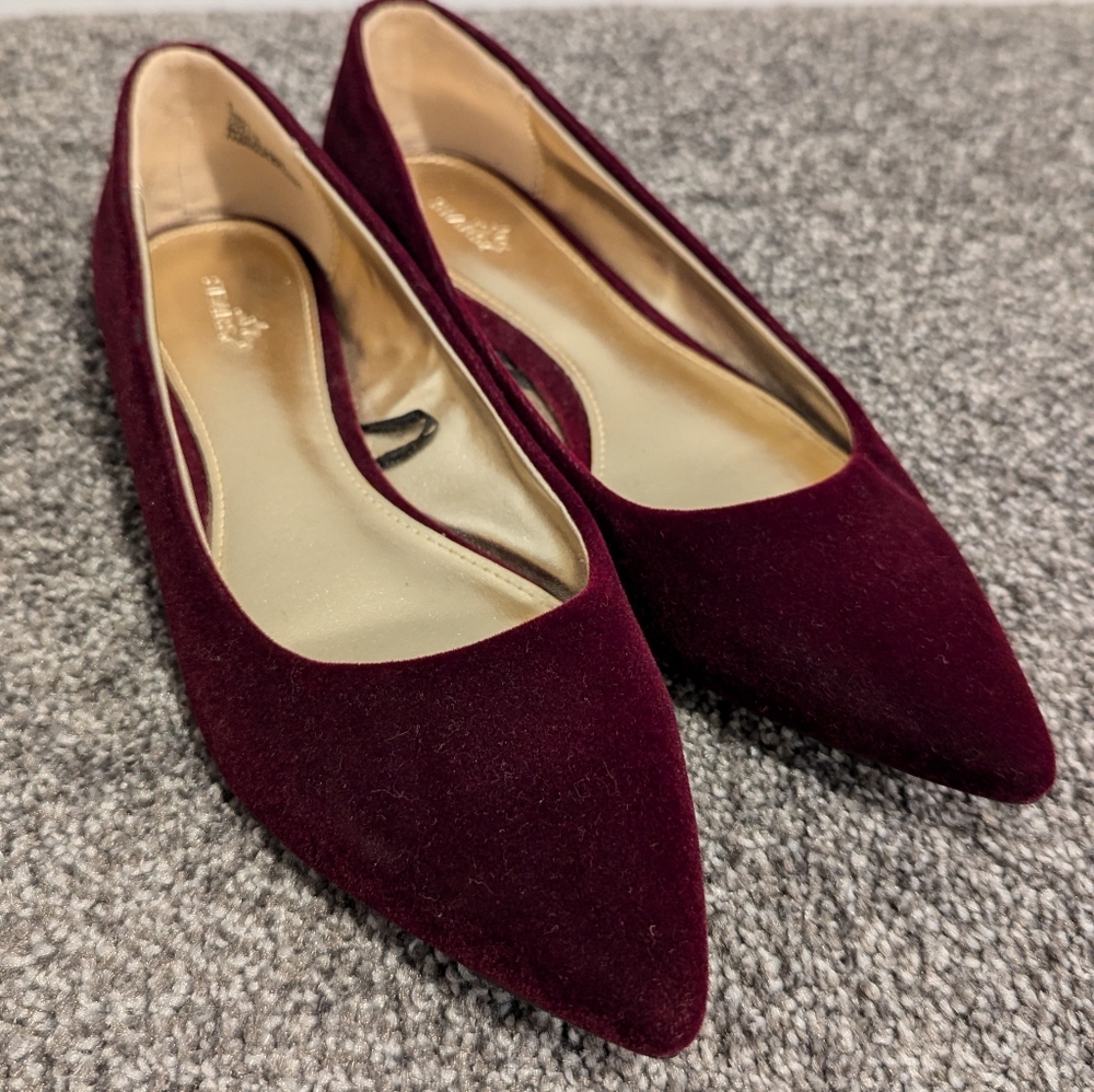 Sears Odette Velvet Flats color burgundy Size 6